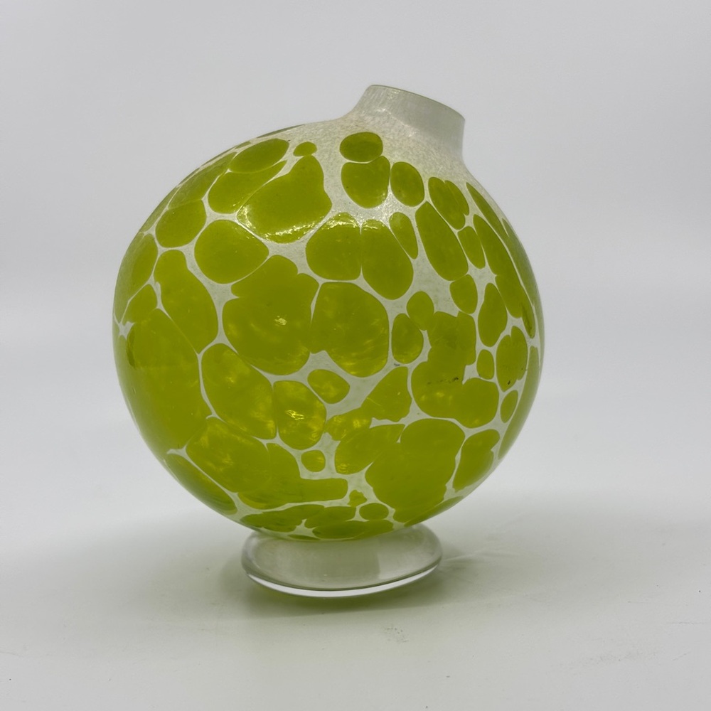Modern Art Glass Vase - Green and White